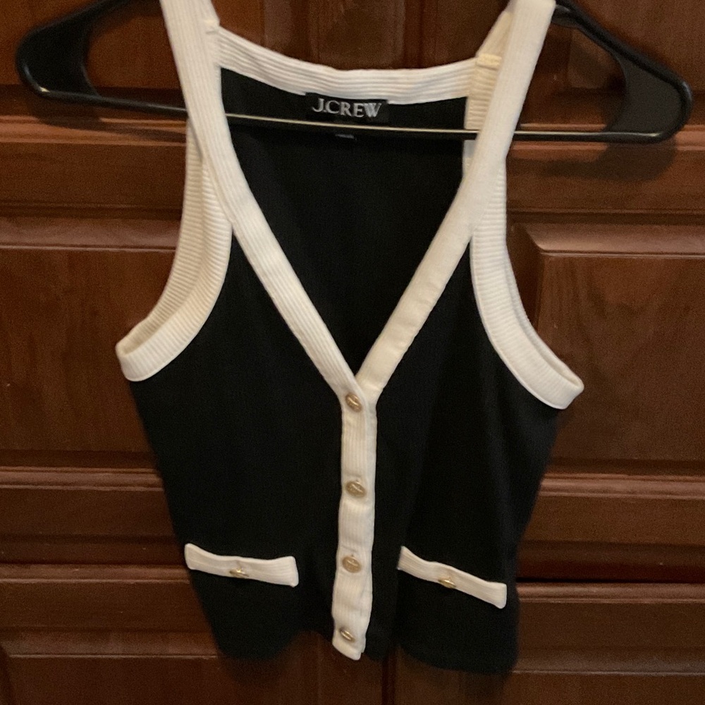 J. Crew Black and Cream Tank Top